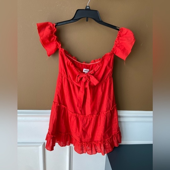 Superdown Red Ruffled Women's Mini Dress Size XXS Summer Party Cocktail BBQ - Picture 2 of 5